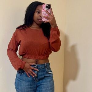 forever21/f21 burnt orange crop top sweater